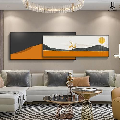 现代简约沙发墙画客厅装饰画橙色轻奢家居挂画尺寸现代装饰画